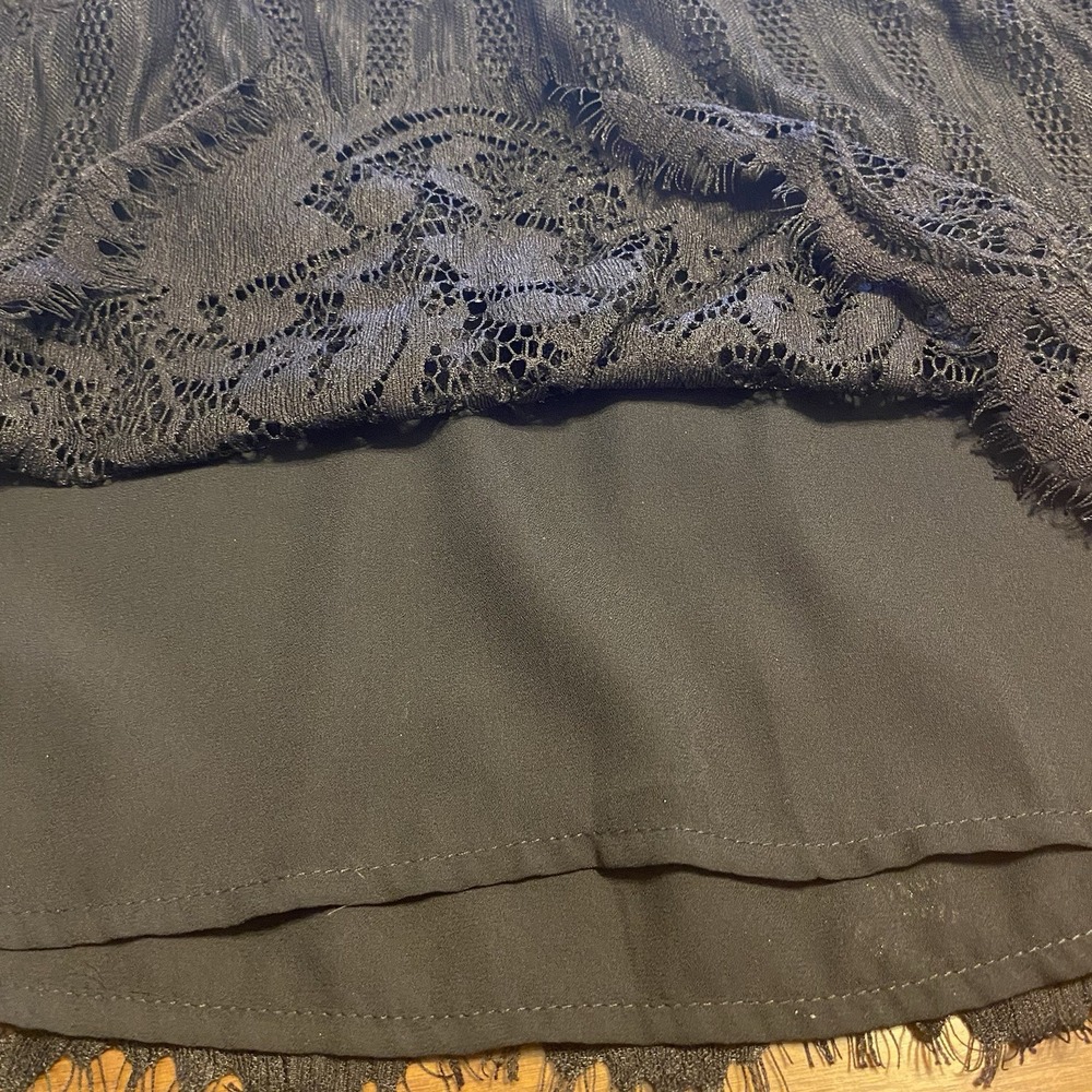 Whimsigoth black Lace witchy 3/4 Sleeve Lined Boho Shirt Top Blouse small soft - Picture 6 of 10